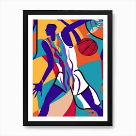 Basketball In The Style Of Matisse 3 Art Print