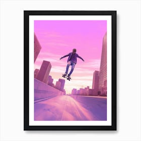 Skateboarding In Toronto, Canada Futuristic 3 Art Print