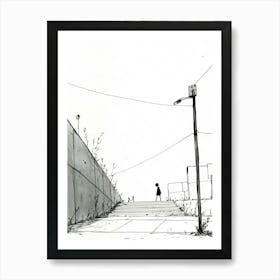 Girl Walking Down The Street Art Print