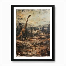 Dinosaur In A Deserted Landscape Painting 1 Art Print