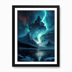 Blue Aurora Borealis Art Print