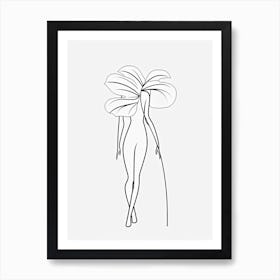 Line Art Woman Body And Leaf 8 Art Print