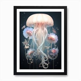 Sea Nettle Jellyfish Neon Illustration 7 Art Print