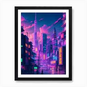 Yokohama City Japan Travel Anime Style Art Print