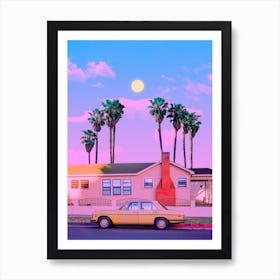 Palms And Car Art Print