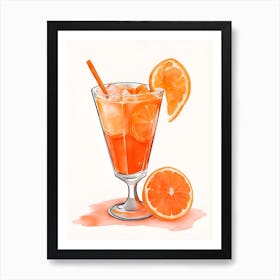 Aperol With Ice And Orange Watercolor Vertical Composition 2 Art Print