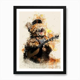 Cat Playing Guitar music Art Print