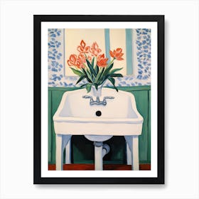 Bathroom Vanity Painting With A Daffodil Bouquet 2 Art Print