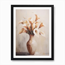 Calla Lily, Autumn Fall Flowers Sitting In A White Vase, Farmhouse Style 1 Art Print