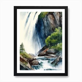 Skjervsfossen, Norway Water Colour  (3) Art Print