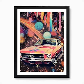 Classic Car Space Collage 2 Art Print