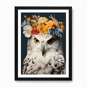 Bird With A Flower Crown Snowy Owl 3 Art Print