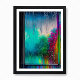 Rain On Window Water Waterscape Bright Abstract 1 Art Print