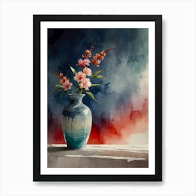 Watercolor Flowers In A Vase 3 Art Print