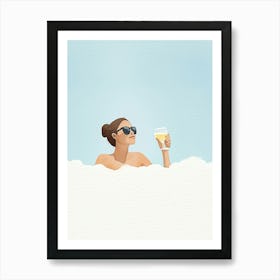 Woman In A Bubble Bath Art Print