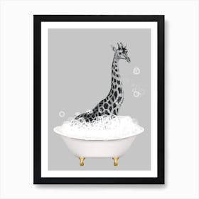 Giraffe taking a bath Art Print