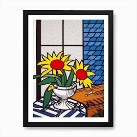 Aster Flower Still Life  4 Pop Art Style Art Print