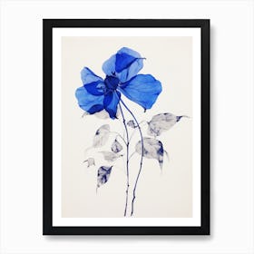Blue Botanical Fuchsia 2 Art Print