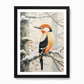 Winter Bird Painting Woodpecker 4 Art Print