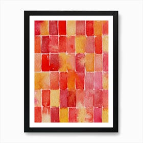 Red Watercolor Geometric Abstract Art Print