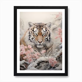 Tiger In Bloom 4 Art Print