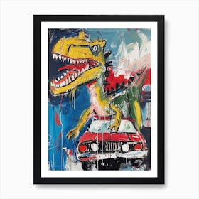 Abstract Dinosaur Paint Splash In Car 2 Art Print