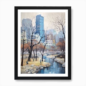 Winter City Park Painting Cheonggyecheon Park Seoul 2 Art Print