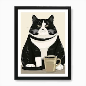 Cat With A Cup Of Coffee 3 Art Print