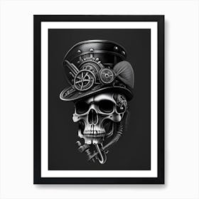 Skull With Steampunk Details Pink 1 Stream Punk Art Print