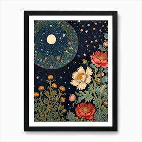 William Morris Moon And Flowers 33 Art Print