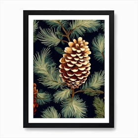 William Morris Style Pinecones 2 Art Print