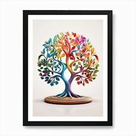 Default Stylized 3d Tree Of Life In Bright Rainbow Colors On A 0 (3) Art Print