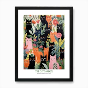 The Cat Garden Night Botanical Flowers Art Print