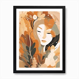 Bloom Body Woman Portrait Orange Tones 9 Art Print