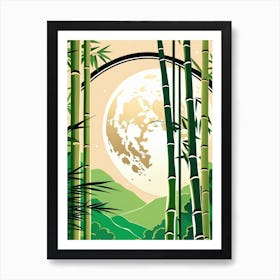 The Bamboo Moon In Japandi Art Print