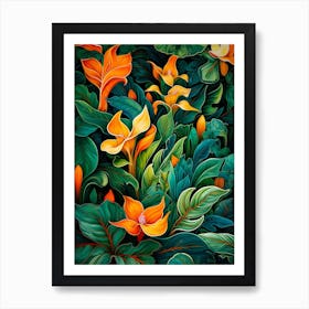 Tropical Flowers nature leaves Art Print
