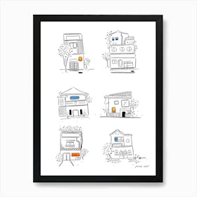 Doodle Houses Art Print