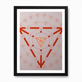 Geometric Abstract Glyph Circle Array in Tomato Red n.0143 Art Print