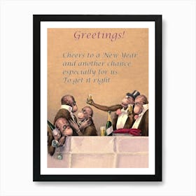 Group Of Monkeys Drinking Champagne, With Holiday Quote Poster