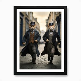 Two Cats In Hats Art Print