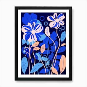 Blue Flower Illustration Honeysuckle 2 Art Print