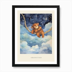 Baby Orangutan 3 Sleeping In The Clouds Nursery Poster Art Print
