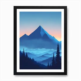 Misty Mountains Vertical Composition In Blue Tone 73 Art Print