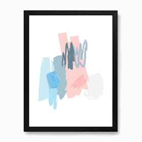 Abstract Pink and Blue Scribbles Art Print