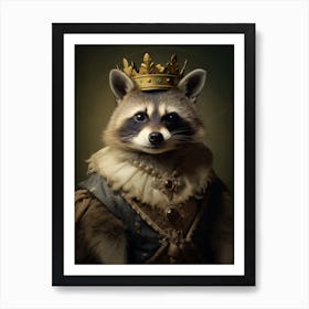 Vintage Portrait Of A Bahamian Raccoon Wearing A Crown 3 Art Print