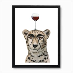 Cheetah With Wineglass Art Print