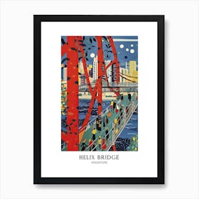 Helix Bridge Singapore Colourful 2 Travel Poster Art Print