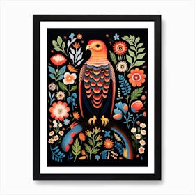 Folk Bird Illustration Red Tailed Hawk Art Print