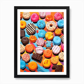 Colourful Biscuits & Sweet Treats Pattern 3 Art Print