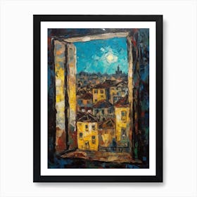 Window View Of Barcelona In The Style Of Expressionism 3 Art Print